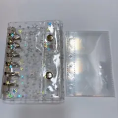 シール帳 透明 A7 バインダー クリア リフィル付き ホログラム キラキラ 推