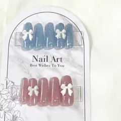 現品 ネイルチップ 量産型 地雷系 ワンホン 韓国 ガーリー ピンク ブルー