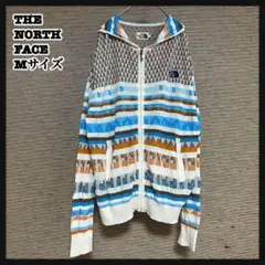 【ノースフェイス】パーカー　幾何学　総柄　薄手　刺繍　韓国限定G1