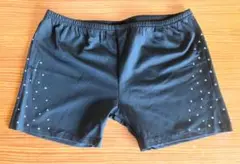 黒 ストーン装飾 ダンスショートパンツ