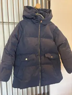 Zara kids ネイビーダウンコート フード付き140