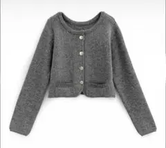 ラメリブニットショート丈カーディガン [kz636]