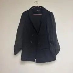 ダブルブレスト テーラードジャケット ブラック SHEIN