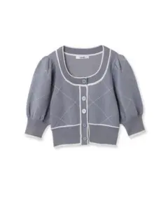 【SNIDEL】バイカラークロップドニットプルオーバー BLU