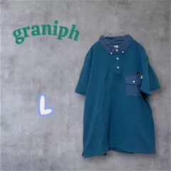 graniph グラニフ　ペンギン刺繍とデニム切り替えポケットポロシャツ　Lのサムネイル