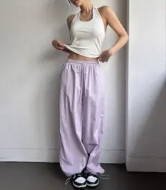 ライトパープル ワイドパンツ