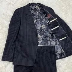 ポールスミス セットアップ 裏地総柄 スーツ 紺 Mサイズ 花柄 ウール 日本製のサムネイル