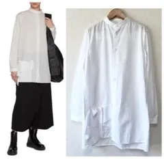 YohjiYamamotpourhomme23ssスタンドカラープリーツシャツ YohjiYamamotpourhomme23ssスタンドカラープリーツシャツ