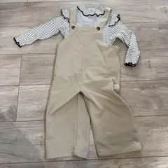 ストライプ長袖カットソーとオーバーオールセット100cm 子供服　秋服
