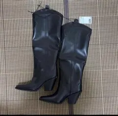 【新品未使用】H&M ブラック ロングブーツ 37（24.5cm）即発送