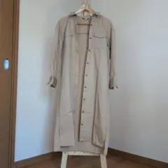 PLST ベージュ 長袖シャツワンピース S