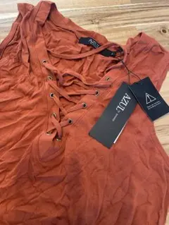 AZUL by moussy ブラウン レースアップ ノースリーブ タンクトップ