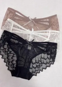 可愛いレースレディースショーツ下着パンツ 肌に優しい【L 3枚セット】