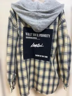 ANAP GIRL チェック柄フード付きシャツ M