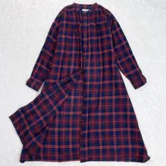 サマンサモスモス フランネル シャツワンピース ネイビー レッド チェック