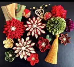 成人式 卒業式髪飾り アレンジ自在ちりめん＆キャメル色シルク