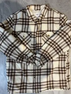GAP ベージュブラウン チェックネルシャツ L