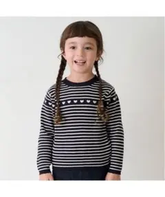 プティマイン：ハート模様のストライプニットセーター