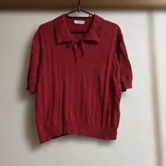 bulle de savon 赤 襟付き 半袖ニット