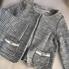 ノーカラージャケット ツイードラメ　グレー＆ホワイト　卒業＆入学