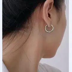 再販【シルバー】ステンレス　シンプルなワンタッチ　フープピアス20mm