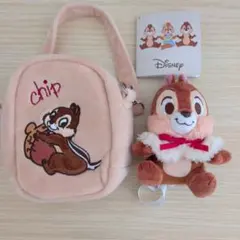 チップ&デール&クラリス クリア窓付ポーチ マスコット チップセット