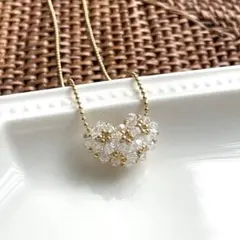 no.869 ビーズネックレス　ハート　ペンダントトップ　ハンドメイド