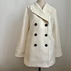 【新春 SALE】レッセパッセ ウール混 ハーフコート ピーコート38アイボリー