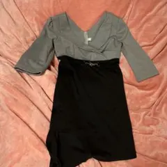 の*ん様 グレー・ブラック ラップスタイルドレス