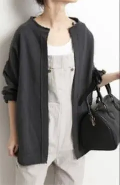 SLOBE IENA ダークグレー ノーカラーカーディガンのサムネイル