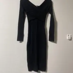 RESET ブラック ニットロングワンピース