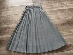 美品☆モノトーン　千鳥格子 プリーツ　ロング　スカート サイズF 裏地付き