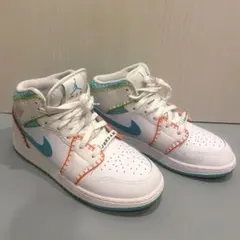 Nike Air Jordan 1 Mid segs ホワイト/マルチカラー