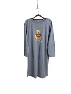 クマプリント ブルー長袖ルームウェア M