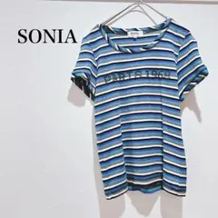 ソニア 半袖Tシャツ ボーダー 綿100% ラインストーン カジュアル 40のサムネイル