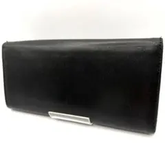 美品 アニエスベー★メンズ フラップウォレット 長財布 カーフレザー 本革 黒のサムネイル