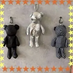 レア　新品　ゴールド　シルバークマのぬいぐるみケース付きエコバッグ折りたたみ軽量