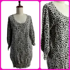 【LOWRYS FARM】ローリーファームヒョウ柄長袖ルーズフィットワンピース