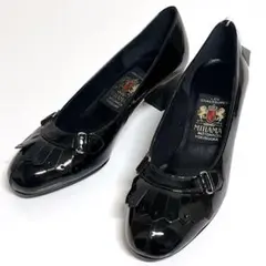 未使用品✨ミハマ エナメルパンプス ブラック ベルト 23cm ヒール5cm