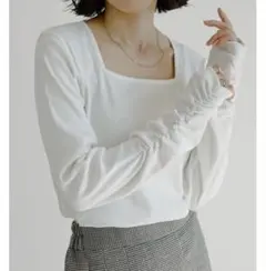 スクエアネック　リブカットソー