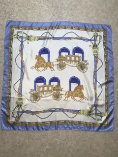 人気の馬車と馬のプリント スカーフ 90cm