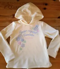 130　裏起毛　ふわふわ　フード付トレーナー　白　メゾピアノmezzopiano