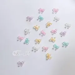 ネイルパーツ　クリア　キャンディ　リボン　極ミニ　ピンク　デコ20p