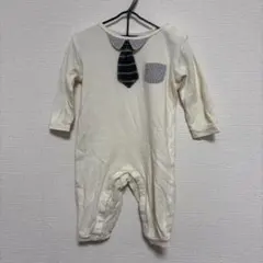 ネクタイ付きロンパース 76cm クリーム色