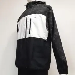 상태좋음 △NIKE ナイキ ナイロンジャケット 黒 白 Lサイズ フード付き