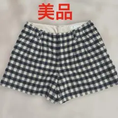 チェック柄 ウール混紡 ショートパンツ