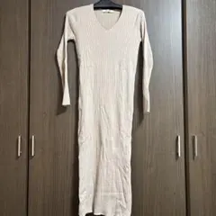 nano universe ベージュ ロングワンピース 長袖