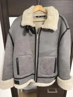 ZARA ムートンコート グレー XLサイズ　値下げ可能のサムネイル