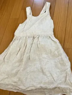 【美品】H&M ワンピース ジャンバースカート　エプロン　90サイズ　リネン