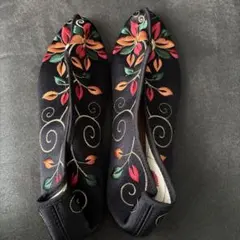 チャイナシューズ　フラット　刺繍　台湾　新品未使用　24.5cm